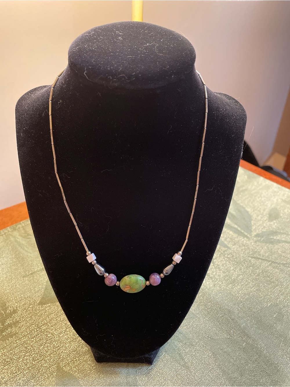 Green and Silver Bead Necklace